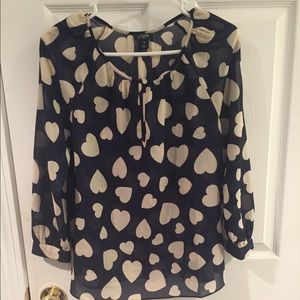 JCrew Navy heart blouse XS